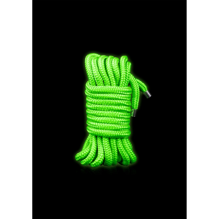 Ouch! Glow in the Dark Bondage Rope 5m - Luminous Green, Soft Touch