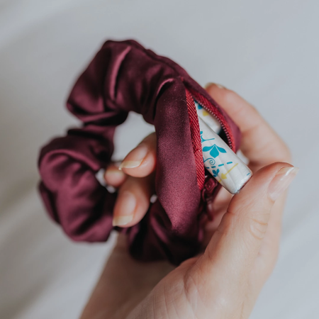 Secret Pocket Scrunchie Purple by Secret Hair - Hidden Zipper Compartment
