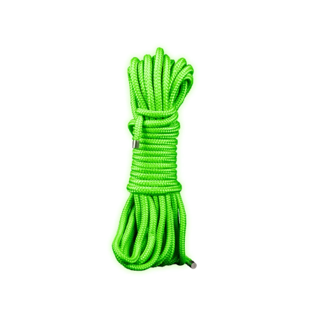 Ouch! Glow in the Dark Bondage Rope 10m - Luminous Green, Soft Fiber