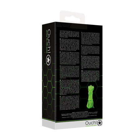 Ouch! Glow in the Dark Bondage Rope 10m - Luminous Green, Soft Fiber
