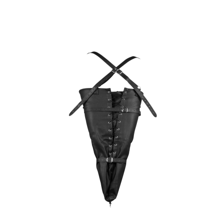 Ouch! Lace-Up PU Leather Full Sleeve Arm Binder Black Adjustable