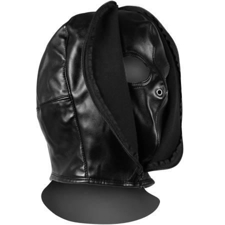 Ouch! Adjustable PU Leather Sensory Hood with Zip Closure - Black