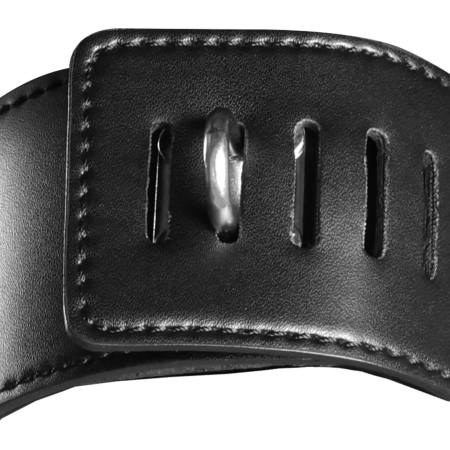 Ouch! Adjustable Leather Head Harness with Zippered Mouth - Black