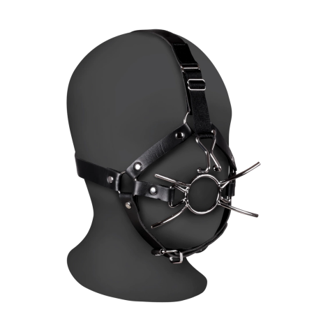 Shots Spider Gag Head Harness with Adjustable Nose Hooks Black