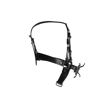 Shots Spider Gag Head Harness with Adjustable Nose Hooks Black