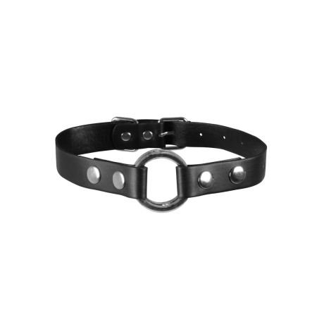 Ouch! Deep Throat Gag Black - Adjustable PU Leather Mouthpiece