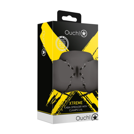 Ouch! Labia Spreader Adjustable Thigh Straps Black - PU Leather System