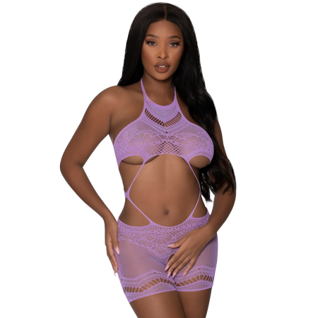 Magic Silk Seamless Lavender Romper High Neck Cut-Out One Size