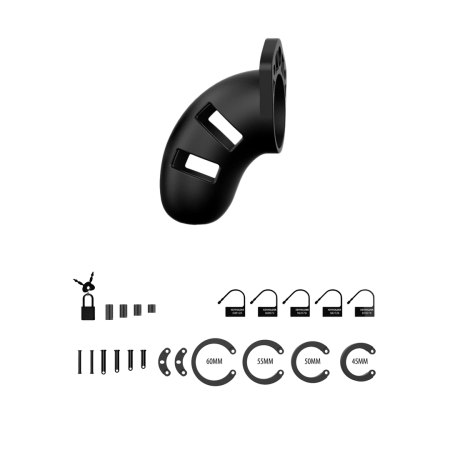 Mancage Model 20 Silicone Chastity Cage 3.5" / 9 cm Adjustable Black