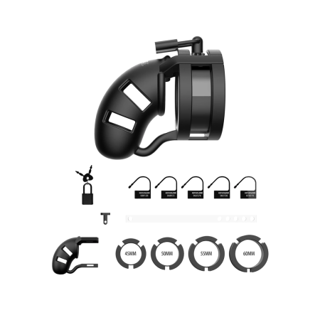 Mancage Model 18 Silicone Chastity Device with Split Strap 9 cm Black