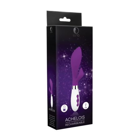 Achelois Dual-Action Rechargeable Device Purple 10 Modes 21.8cm