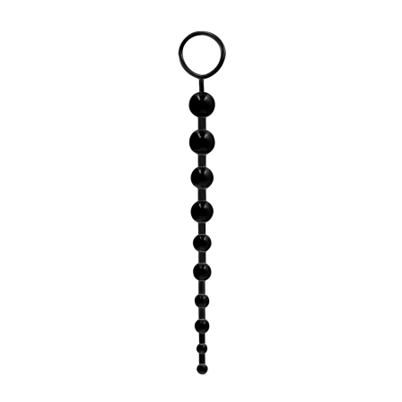Shots Toys Black Beads Intimate Chain TPE 25.5cm with Safety Ring