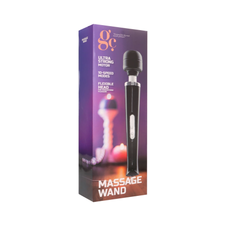 Shots Rechargeable Massage Wand 10-Speed Flexible Head Black