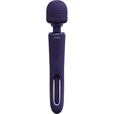 VIVE Kiku Double-Ended Wand with Flapping Stimulator, Purple, Silicone