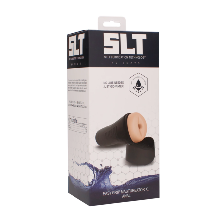 S.L.T. Easy Grip XL Anal Model Self-Lubrication System, Transparent Black