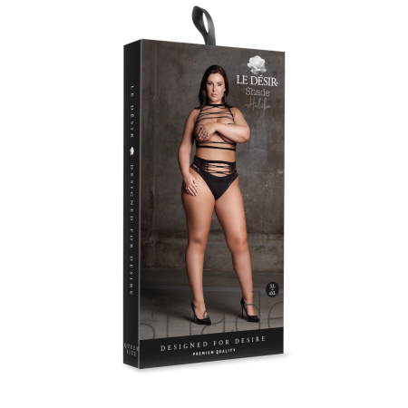 Helike XLV Plus Size Two-Piece Set with Open Cups - Crop Top & Panty