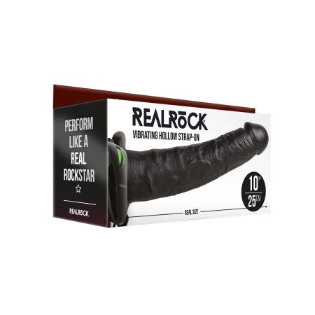 RealRock Vibrating Hollow Strap-On 24.5cm Adjustable System Beige