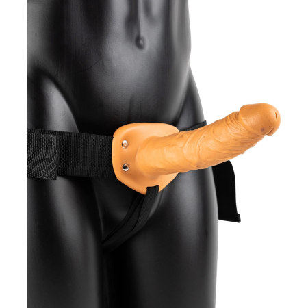 RealRock Vibrating Hollow Strap-On 8" Adjustable Intimate Machine, Beige