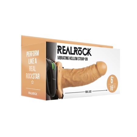 RealRock Vibrating Hollow Strap-On 15.5 cm - Adjustable Intimate System