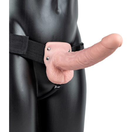 RealRock Vibrating Hollow Intimate System with Balls 23cm Adjustable Strap