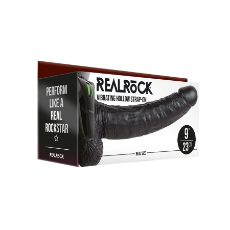 RealRock Vibrating Hollow Strap-On with Adjustable Harness 23 cm