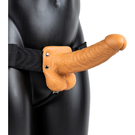 RealRock Vibrating Hollow Strap-On 18cm - Adjustable Harness System