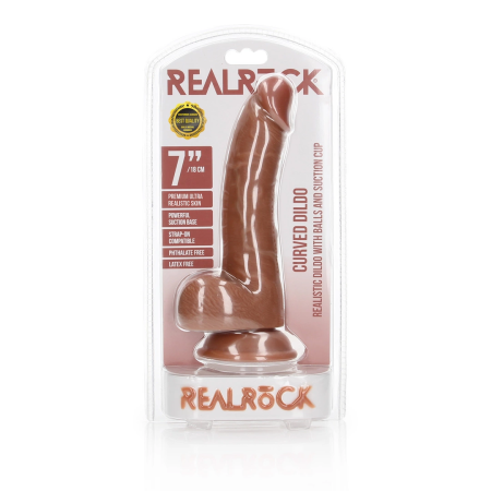 RealRock Curved Silicone Model with Suction Cup 18 cm Beige