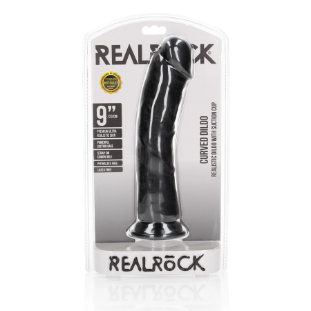 RealRock Curved Silicone Intimate Machine with Suction Cup 23 cm Beige
