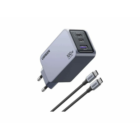 UGREEN Nexode Pro 100W, GaN, USB + 2x USB-C - pilkas