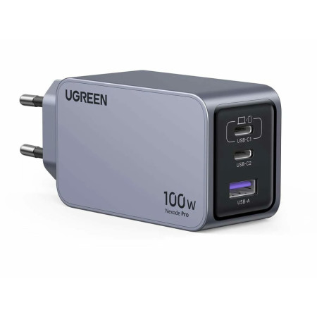 UGREEN Nexode Pro 100W, GaN, USB + 2x USB-C - pilkas