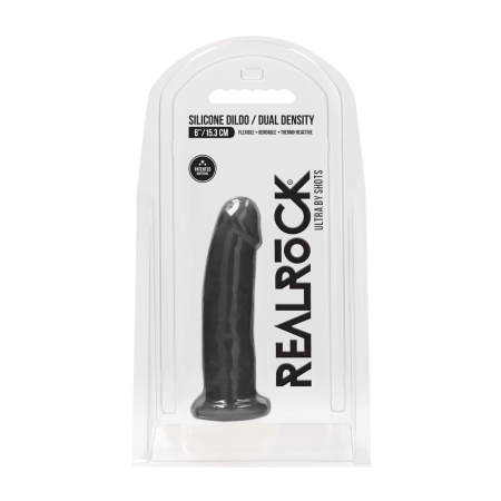 REALROCK Ultra Silicone Model 15 cm Thermo Reactive, Suction Cup, Black