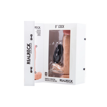 RealRock Vibrating Intimate Machine 23 cm with Suction Base, Beige