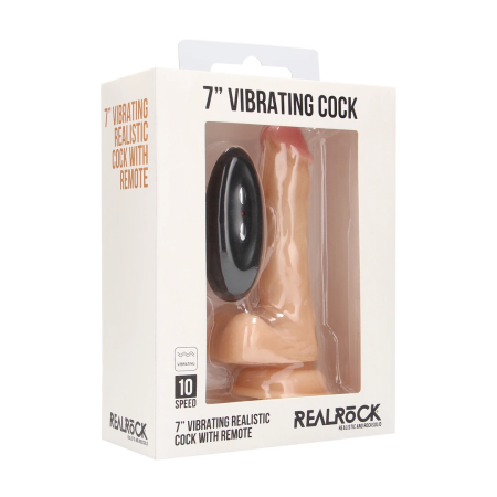 RealRock Vibrating Intimate Machine 18 cm with Scrotum, Natural Tone