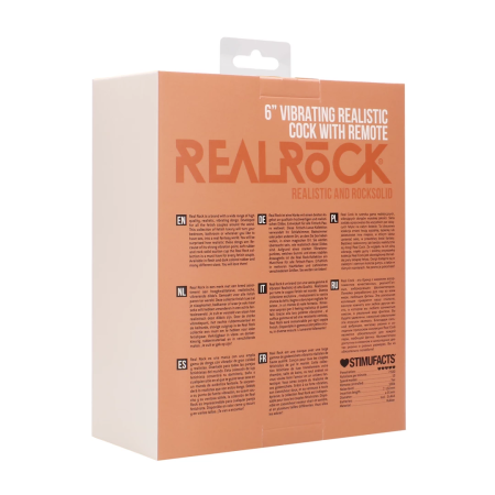 RealRock Vibrating Model 6" Anatomical Shape with Suction Cup, Beige