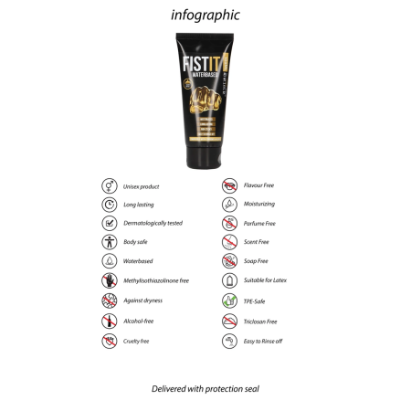 Fist It Waterbased Lubricant 100ml - Clear, Dermatologically Tested Formula