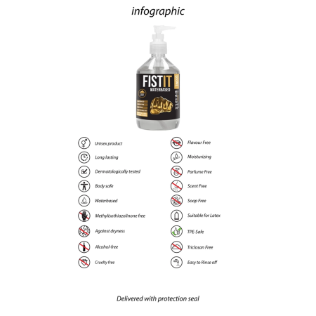 Fist It Water-Based Personal Gel 500 ml - Dermatologically Tested, Neutral