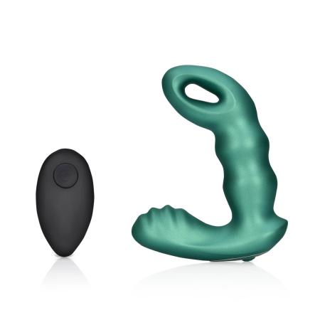 OUCH! Beaded Vibrating Prostate Device Metallic Green with Remote