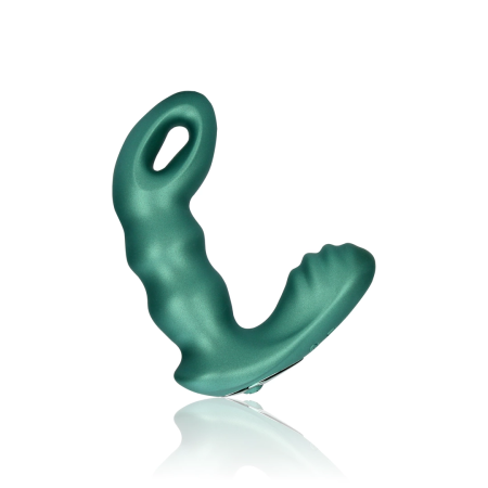 OUCH! Beaded Vibrating Prostate Device Metallic Green with Remote