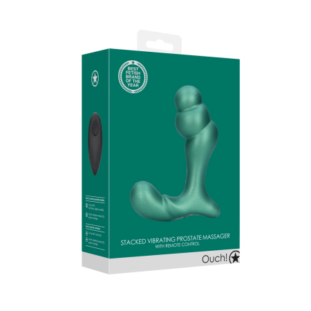 OUCH! Stacked Intimate Massager with Remote Control Metallic Green