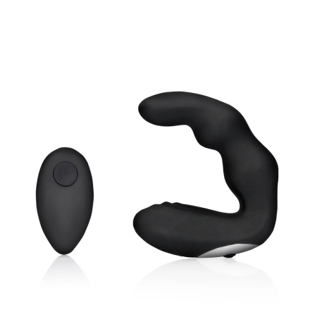 OUCH! Bent Vibrating Prostate Device Remote Controlled Black 10 Modes