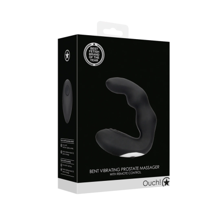 OUCH! Bent Vibrating Prostate Device Remote Controlled Black 10 Modes