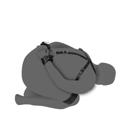 EasyToys Adjustable Body Harness with Thigh & Hand Cuffs Black