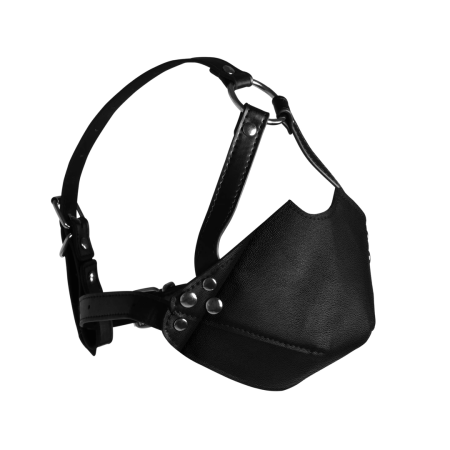 Ouch! Adjustable PU Leather Head Harness with Breathable Ball Gag Black