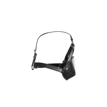 Ouch! Adjustable PU Leather Head Harness with Breathable Ball Gag Black