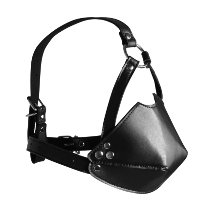 Ouch! Head Harness PU Leather with Adjustable Ball Gag - Black