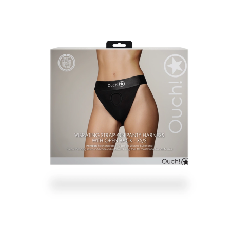 EasyToys Vibrating Strap-On Panty Harness XS/S Black - Open Back System