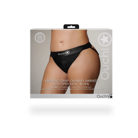 Sinner Gear Vibrating Strap-On Harness XL/XXL Black - Open Back System