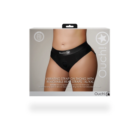Shots Vibrating Strap-On Briefs Removable Rear Straps XL/XXL Black