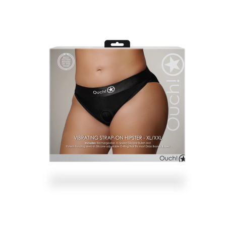 EasyToys Vibrating Strap-On Hipster XL/XXL Black - Lace Harness System