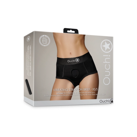 Sincerely Vibrating Strap-On Brief XS/S Black - Rechargeable System